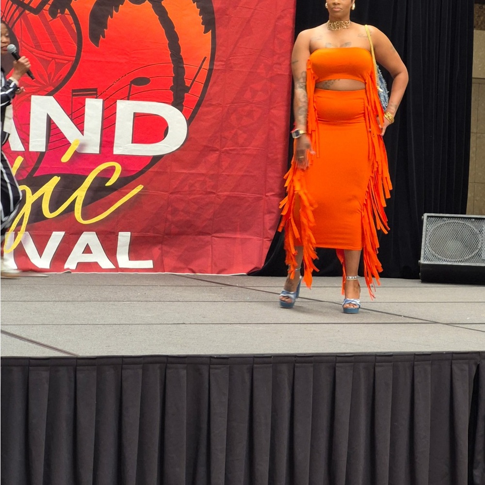 Bold Orange Fringe Dress